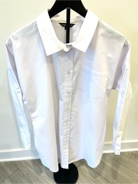 HAODUOYI White women’s Long-Sleeve Button-Up Shirt size L